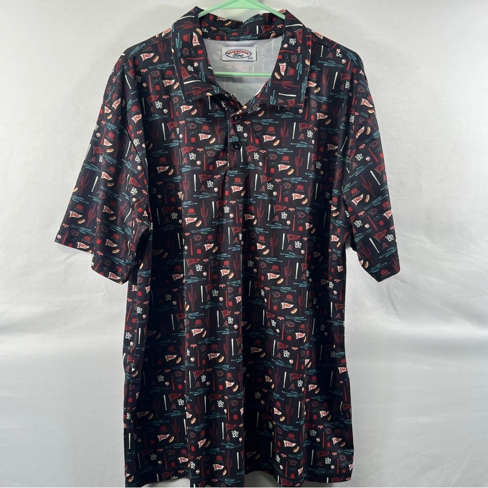 SGA Arizona Diamondbacks Fathers Day Black and Red Team Patterned Polo 0723